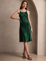 [أخضر غامق] SilkSilky-SA Sleeveless فساتين نسائية 005