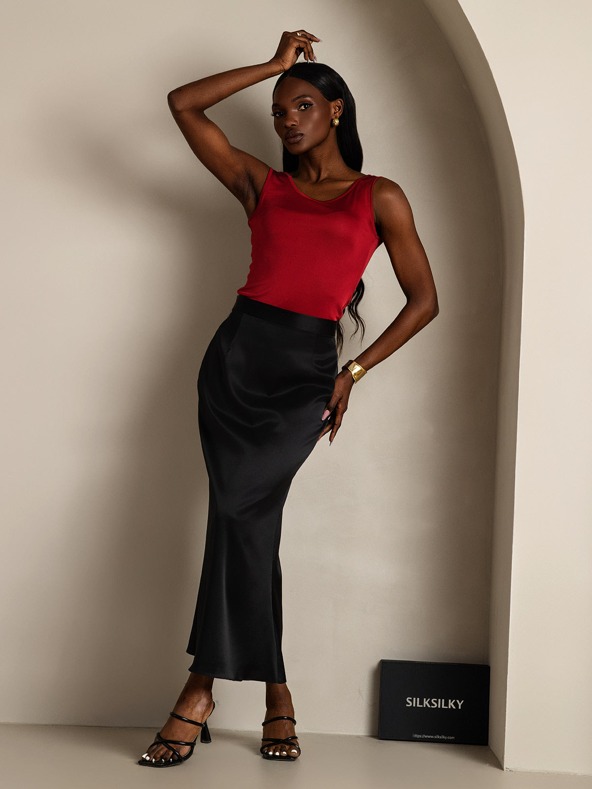 [خمر] SilkSilky-SA محبوك الحرير رقبة مستديرة تي شيرت نسائية 001,