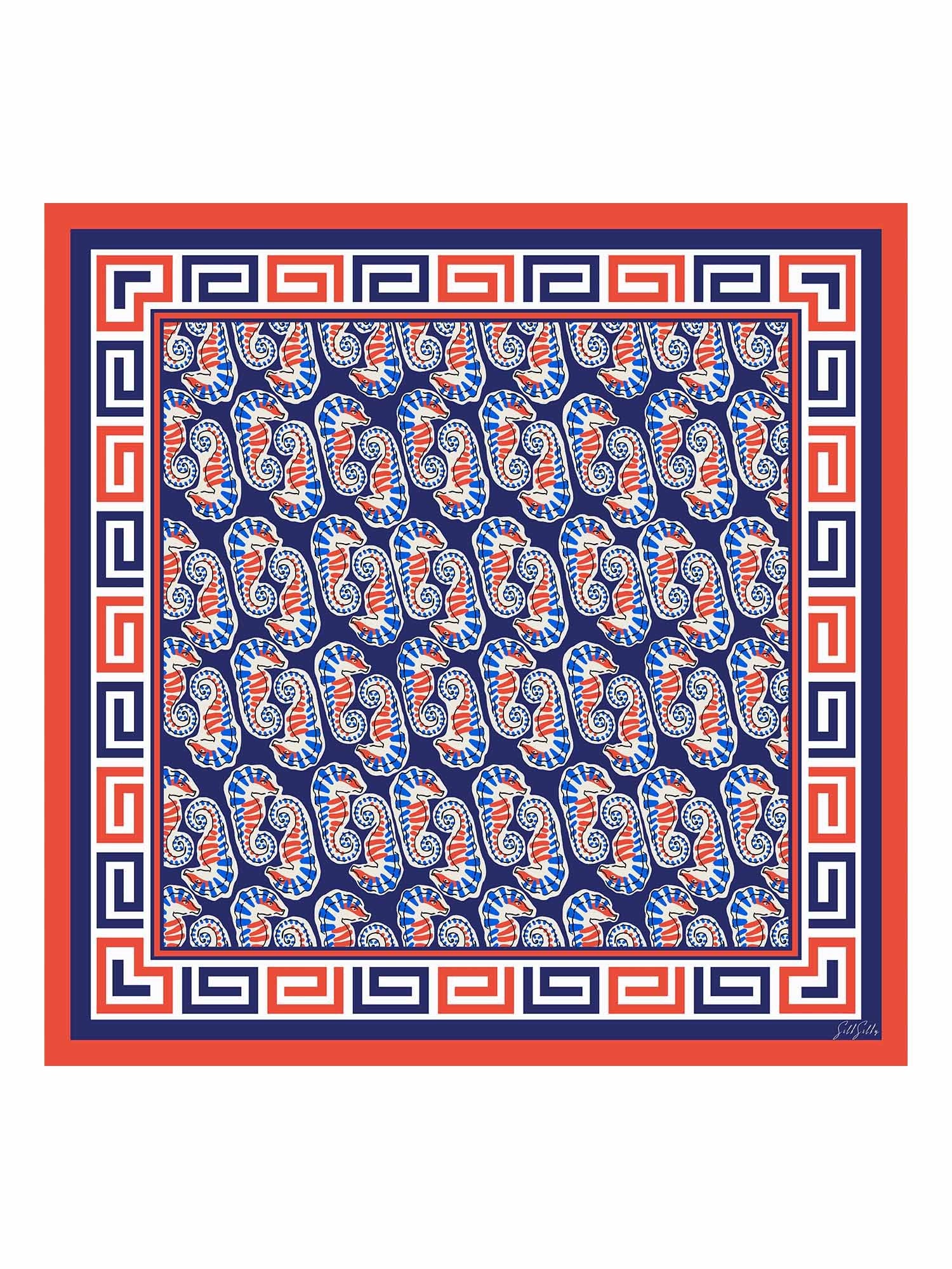[حصان بحر كحلي] SilkSilky-SA Scarf 001