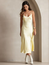 [أصفر فاتح] SilkSilky-SA Sleeveless V Neck باس النوم 005