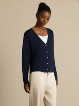 [أزرق غامق] SilkSilky-SA Long Sleeve كارديجان نسائي 001