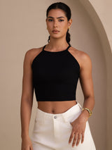 [أسود] SilkSilky-SA Sleeveless Crew Neck كامي 001