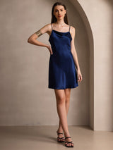 [أزرق غامق] SilkSilky-SA Sleeveless Cowl Neck فساتين نسائية 007