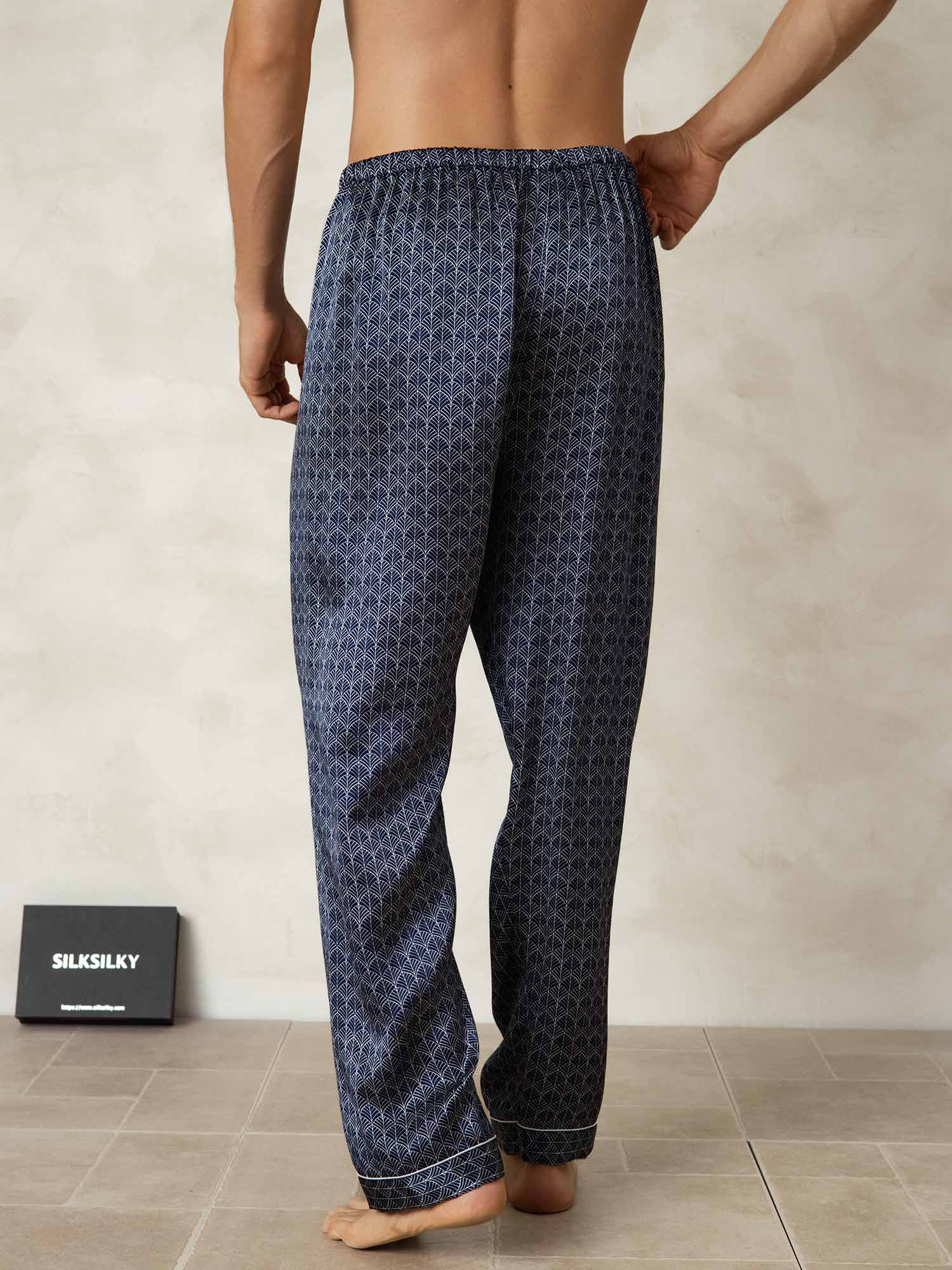 [جنكو كحلي] SilkSilky-SA الحرير الخالص Mens Sleep Bottoms 002