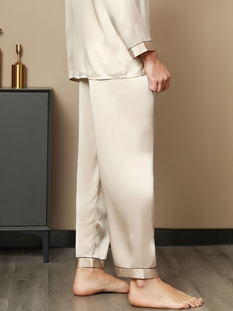 [تان (بني فاتح)] SilkSilky-SA الحرير الخالص Mens Sleep Bottoms 002