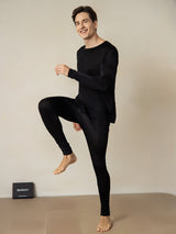 [أسود] SilkSilky-SA Long Sleeve Round Neck ملابس داخلية طويلة للرجال 002