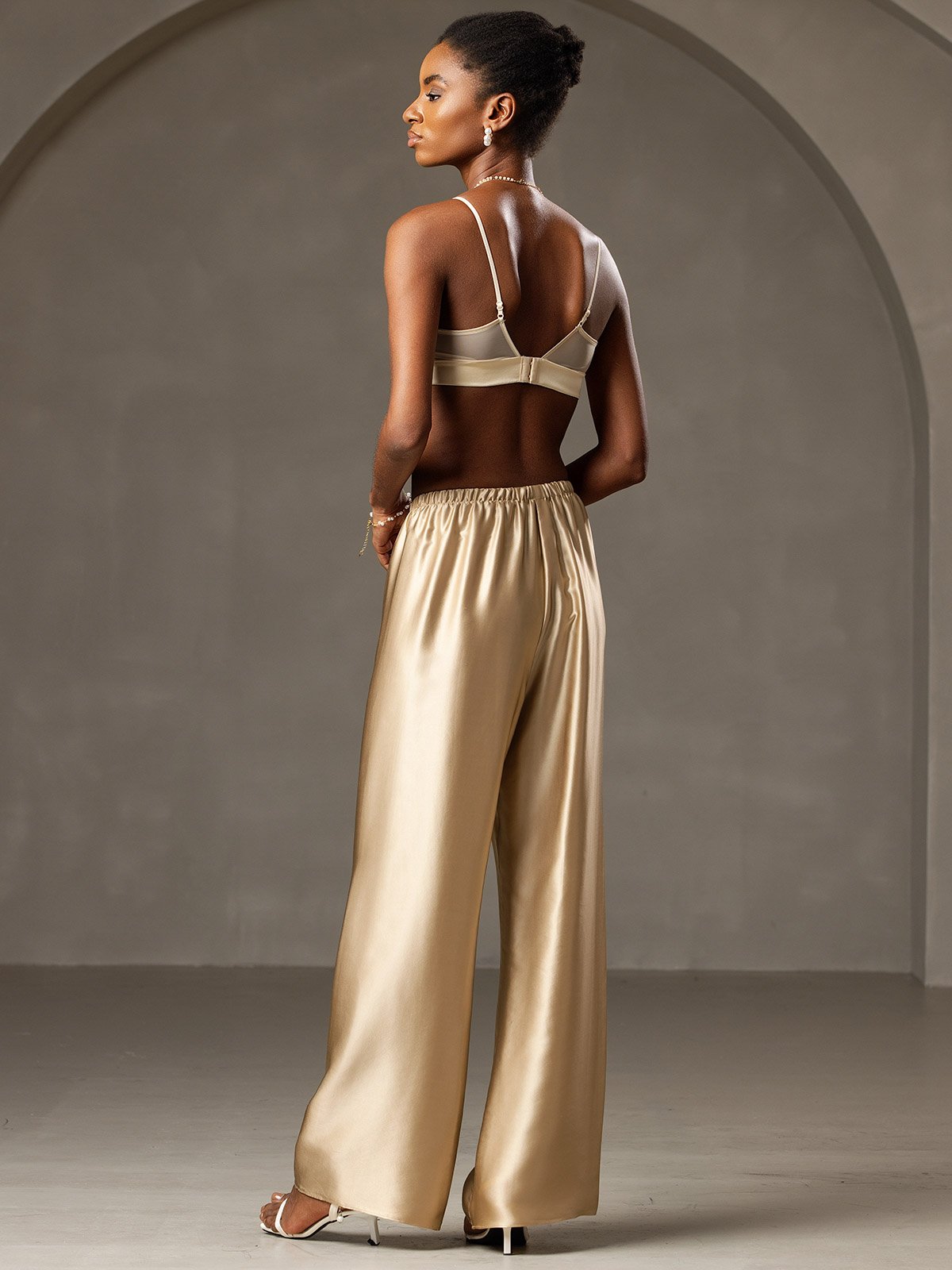 [شامبانيا] SilkSilky-SA 19Momme الحرير Womens Pants 004