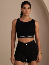 [أسود] SilkSilky-SA Sleeveless Crew Neck كامي 005