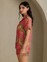 [سيرفال مرجاني] SilkSilky-SA Short Sleeve Notch Collar طقم بيجامة نسائي 004