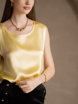 [أصفر فاتح] SilkSilky-SA Sleeveless Round Neck كامي 003