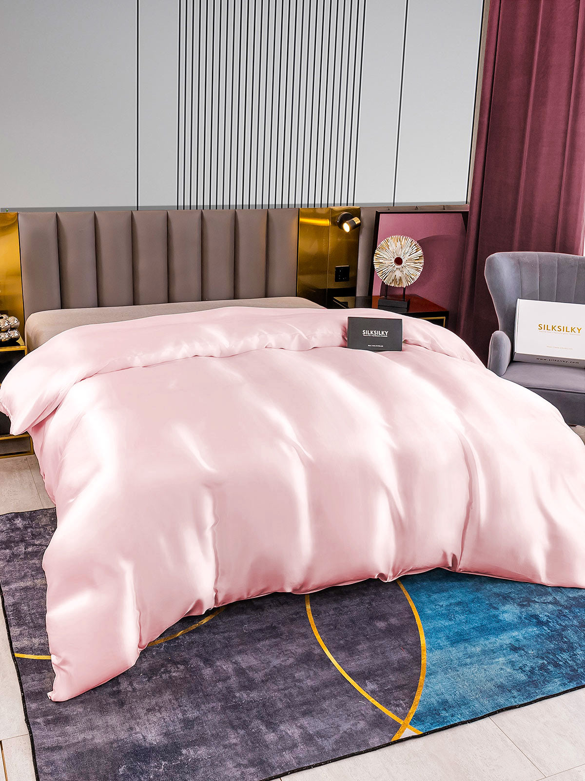 SilkSilky SA 22Momme الحرير الخالص Duvet Cover لونالقرنفل 003