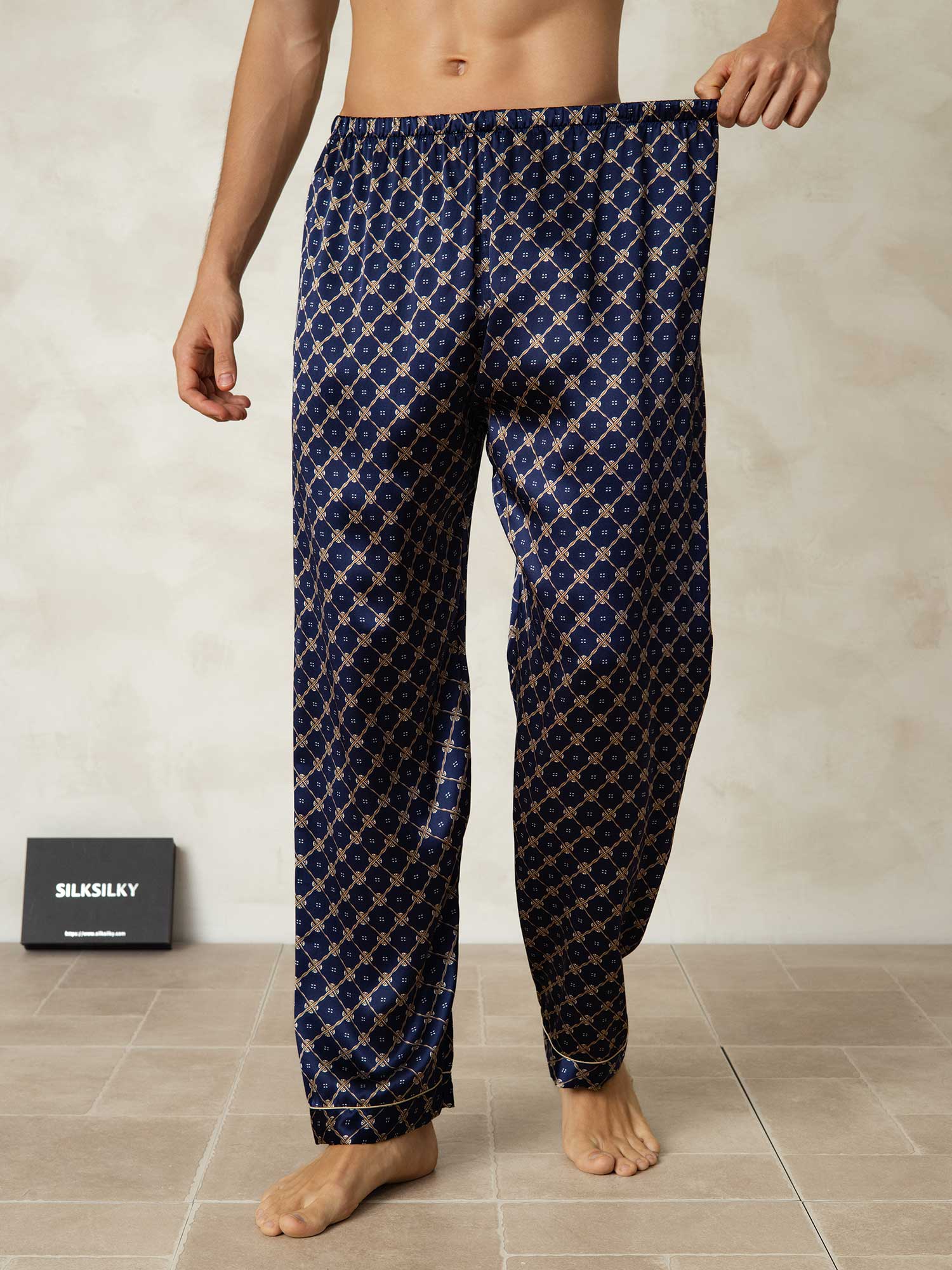 [سلسلة كحلي] SilkSilky-SA الحرير الخالص Mens Sleep Bottoms 003
