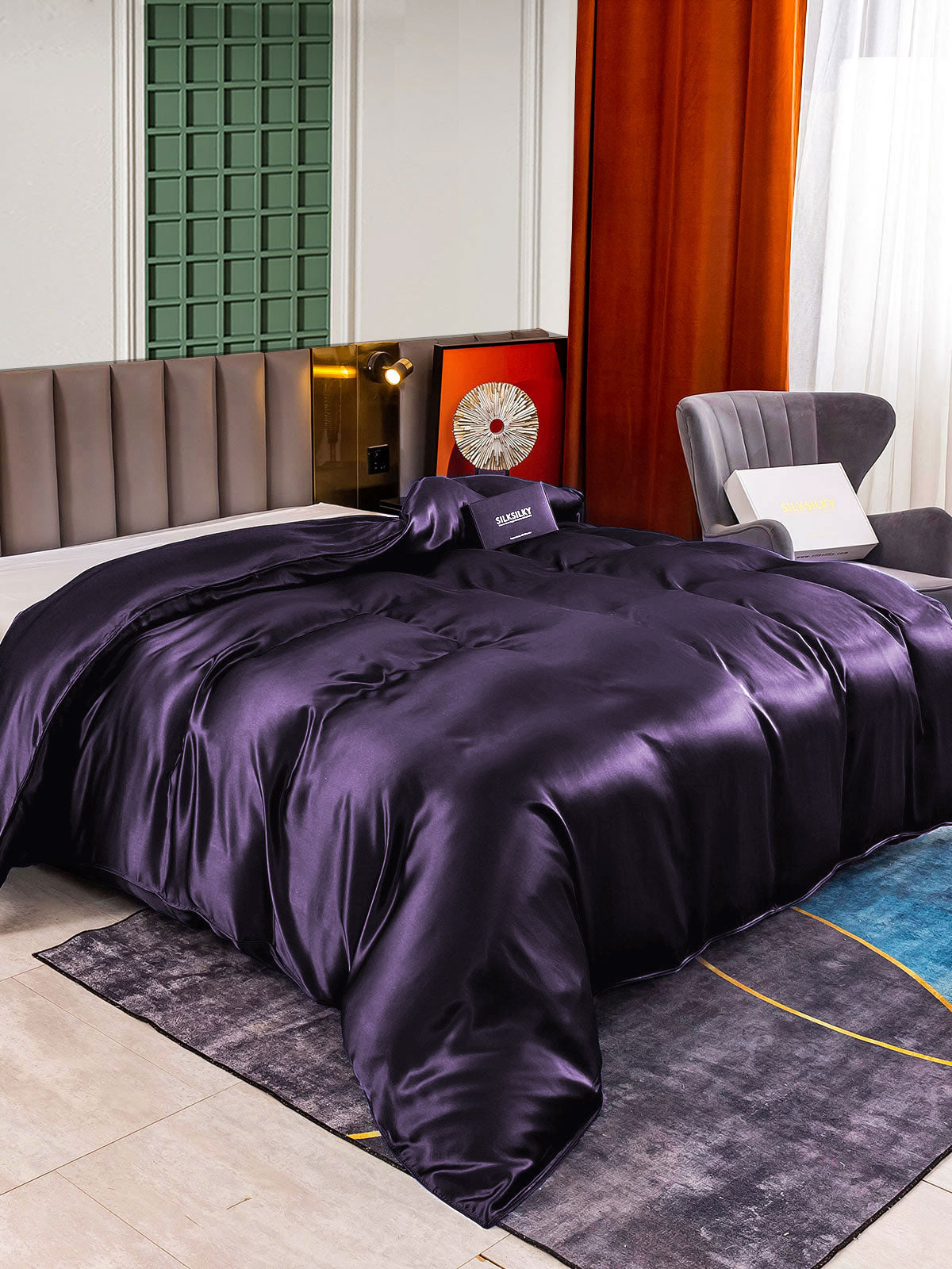 [الأرجواني الداكن] SilkSilky-SA 25Momme Duvet Covers 001