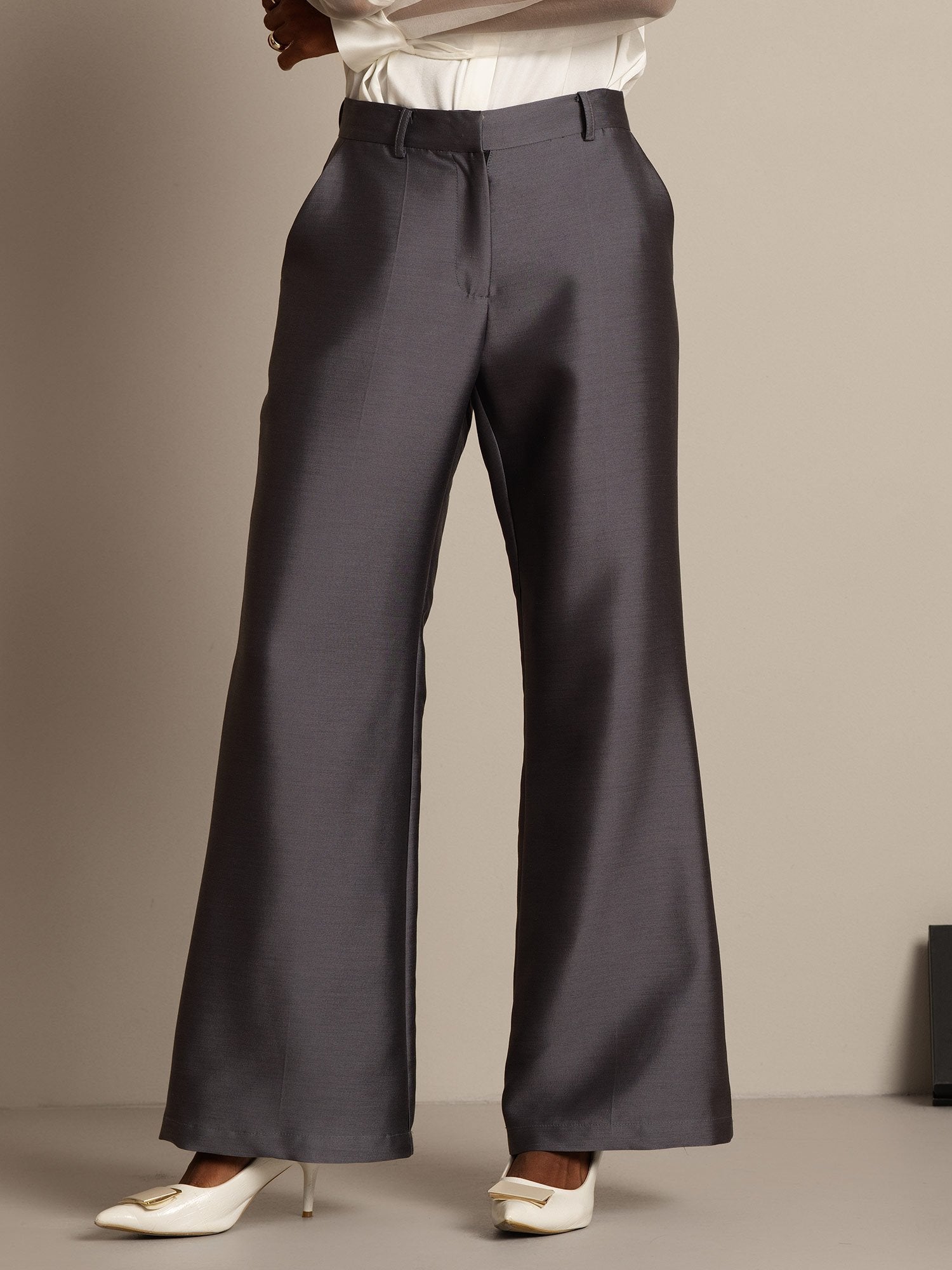 [رمادي] SilkSilky-SA 32Momme الحرير Womens Pants 007,