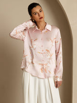 [لون القرنفل] SilkSilky-SA Long Sleeve Lapel Collar بلايز نسائية 001