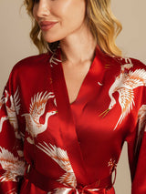 [احمر غامق] SilkSilky-SA 3/4 Sleeve رداء حمام نسائي 004