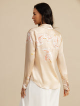 [شامبانيا] SilkSilky-SA Long Sleeve Lapel Collar بلايز نسائية 002