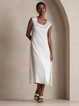 [أبيض] SilkSilky-SA Cap Sleeve فساتين نسائية 003