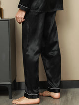 [أسود] SilkSilky-SA الحرير الخالص Mens Sleep Bottoms 005,