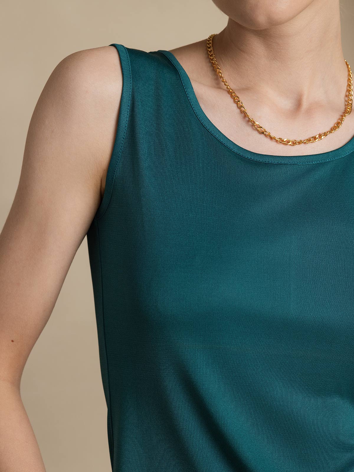 [أخضر غامق] SilkSilky-SA محبوك الحرير رقبة مستديرة تي شيرت نسائية 007,