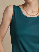 [أخضر غامق] SilkSilky-SA Sleeveless Round Neck تي شيرت نسائية 004