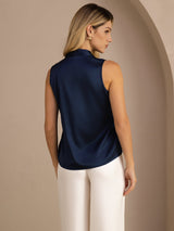 [أزرق غامق] SilkSilky-SA Sleeveless Tie Neck كامي 002