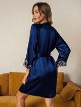 [أزرق غامق] SilkSilky-SA 3/4 Sleeve رداء حمام نسائي 002