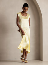 [أصفر فاتح] SilkSilky-SA Cap Sleeve فساتين نسائية 006