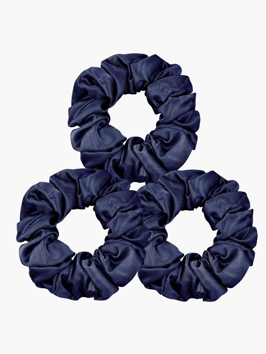 SilkSilky SA 19Momme الحرير الخالص Scrunchie أزرق 003