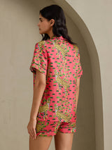 [سيرفال مرجاني] SilkSilky-SA Short Sleeve Notch Collar طقم بيجامة نسائي 002