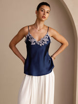 [أزرق غامق] SilkSilky-SA Sleeveless V Neck كامي 003
