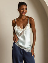 [أزرق فاتح] SilkSilky-SA Spaghetti Strap V Neck كامي 008