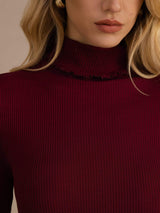 [خمر] SilkSilky-SA Long Sleeve Turtle Neck تي شيرت نسائية 006