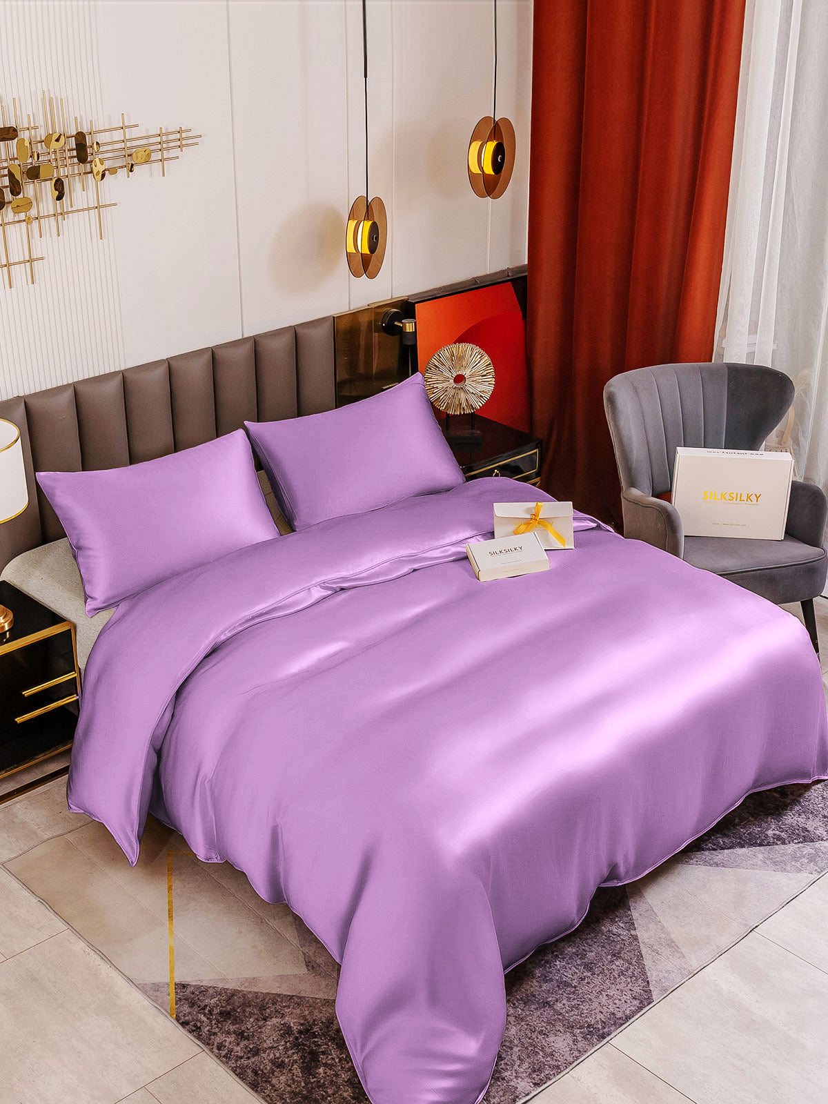 SilkSilky SA 19Momme الحرير الخالص Bedding Set المياهالخضراء 005