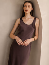 [قهوة] SilkSilky-SA Sleeveless فساتين نسائية 003