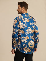 [تنين نيفي] SilkSilky-SA Long Sleeve Lapel Collar قميص رجالي 002