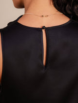 [أسود] SilkSilky-SA Sleeveless Cowl Neck فساتين نسائية 005