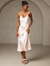 [لون القرنفل] SilkSilky-SA Sleeveless V Neck فساتين نسائية 001