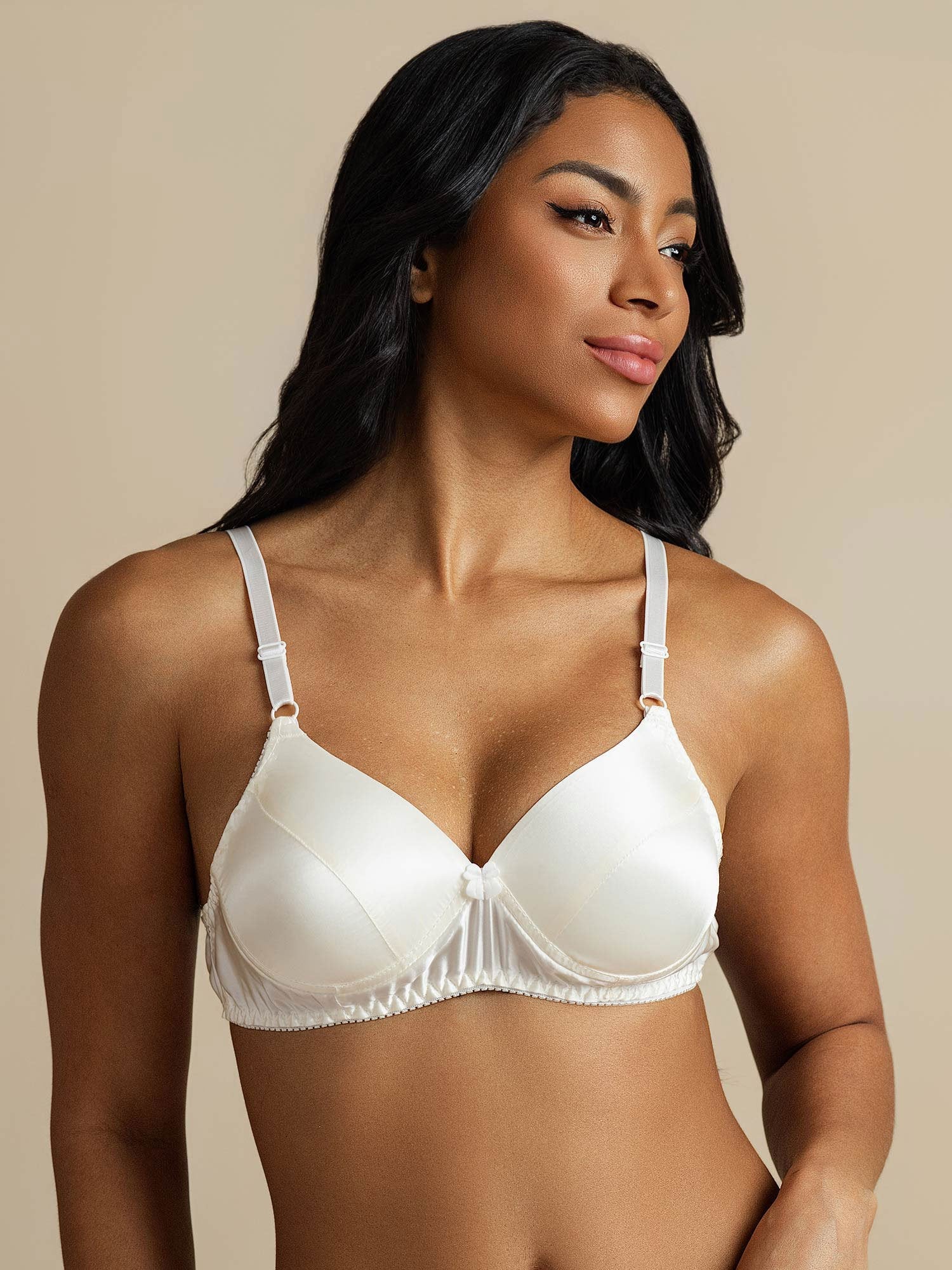 [أبيض] SilkSilky-SA الحرير الخالص Bra 008,