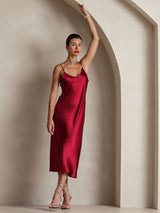 [خمر] SilkSilky-SA Sleeveless V Neck فساتين نسائية 007