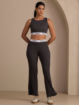 [رمادي] SilkSilky-SA Sleeveless Crew Neck Women's Outfit Sets 004