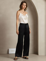 [أسود] SilkSilky-SA 19Momme الحرير Womens Pants 005,