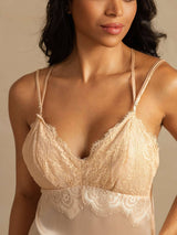 [وردي فاتح] SilkSilky-SA Spaghetti Strap V Neck باس النوم 004
