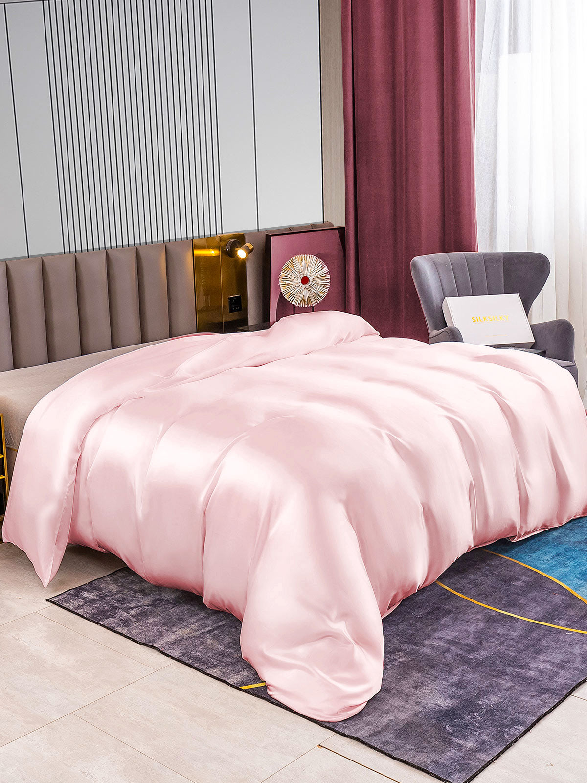 SilkSilky SA 22Momme الحرير الخالص Duvet Cover لونالقرنفل 002