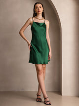 [أخضر] SilkSilky-SA Sleeveless Cowl Neck فساتين نسائية 006