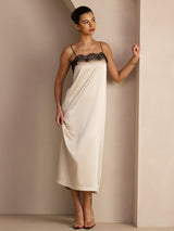 [بيج الأرز] SilkSilky-SA Spaghetti Strap Square Neck فساتين نسائية 004