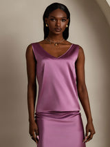 [الأرجواني الداكن] SilkSilky-SA Sleeveless V Neck كامي 001
