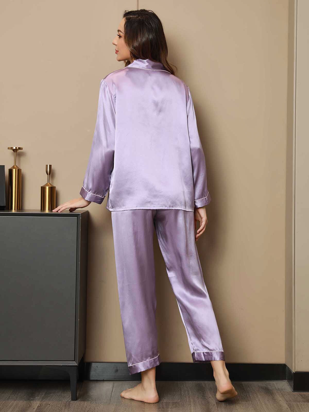 [لافندر] SilkSilky-SA الحرير الخالص Womens Pajamas 002