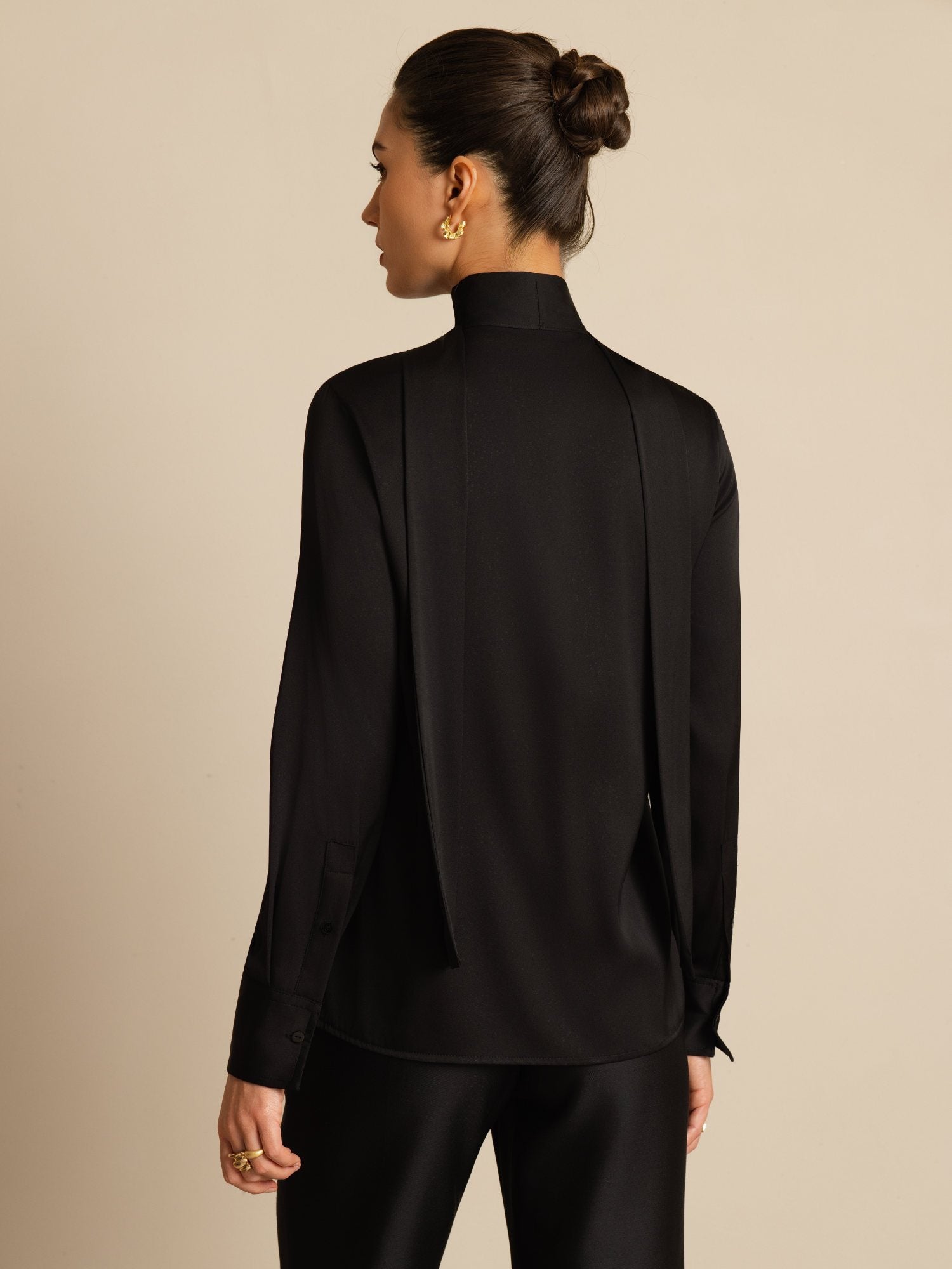 [أسود] SilkSilky-SA 19Momme Blouse 002