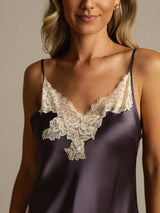 [رمادي أرجواني] SilkSilky-SA Sleeveless V Neck باس النوم 004